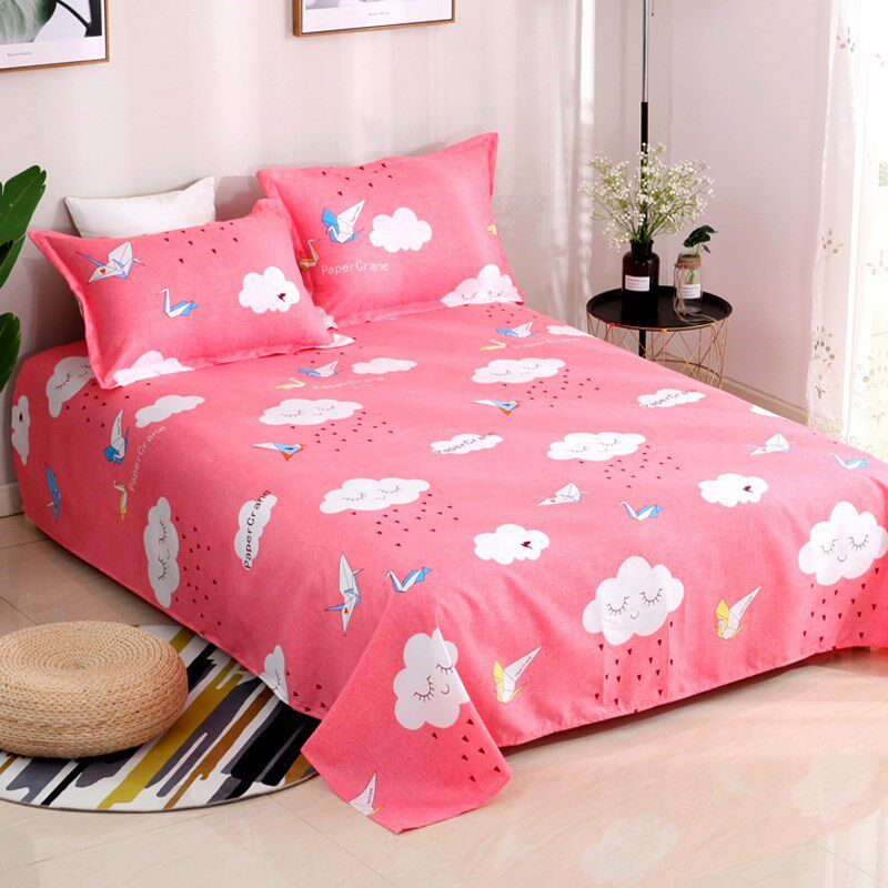 床单单件纯棉100全棉枕头套一对被单三件件套床单