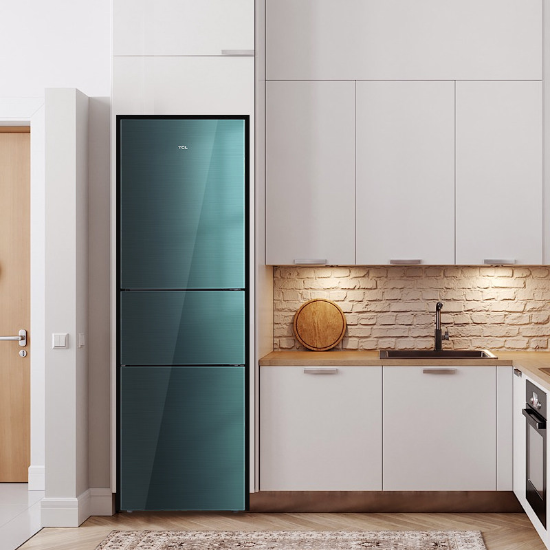 tcl208升三开门电冰箱家用玻璃面板小型节能租房厨房冰箱