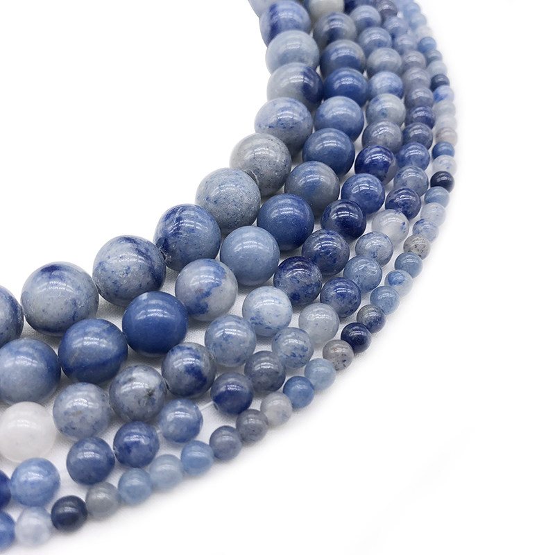 天然蓝东陵石散圆珠子批发配饰耳diy半成品男女吊坠手工串项佛链