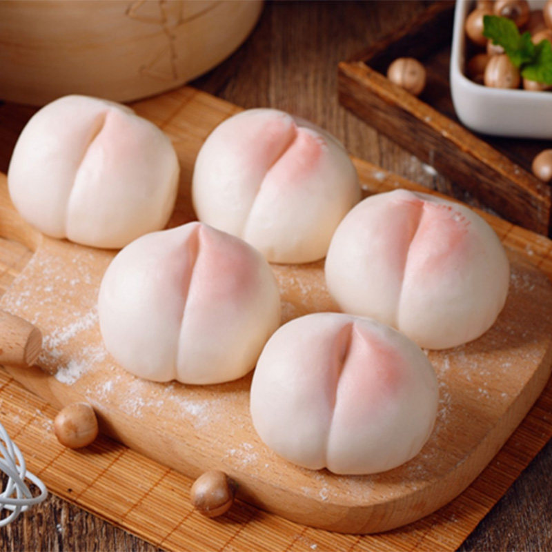 思念寿桃包子360g12个豆沙沙包生日寿宴早餐包点