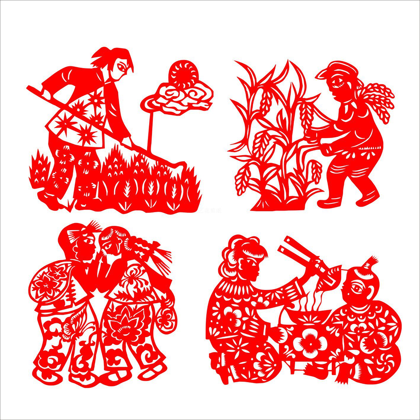 艺花民俗风情民间传统手工窗花直销剪纸双面面红喜字