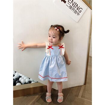 ສິ້ນ suspender ເດັກນ້ອຍ 2024 summer ແບບເກົາຫຼີ skirt Princess ເດັກນ້ອຍເດັກຍິງ summer vest dress