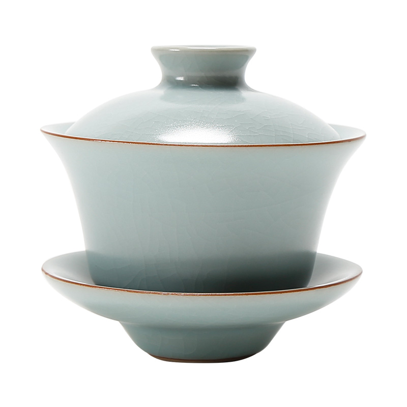 汝窑茶具三才盖碗开片茶杯陶瓷功夫泡茶茶碗盖碗