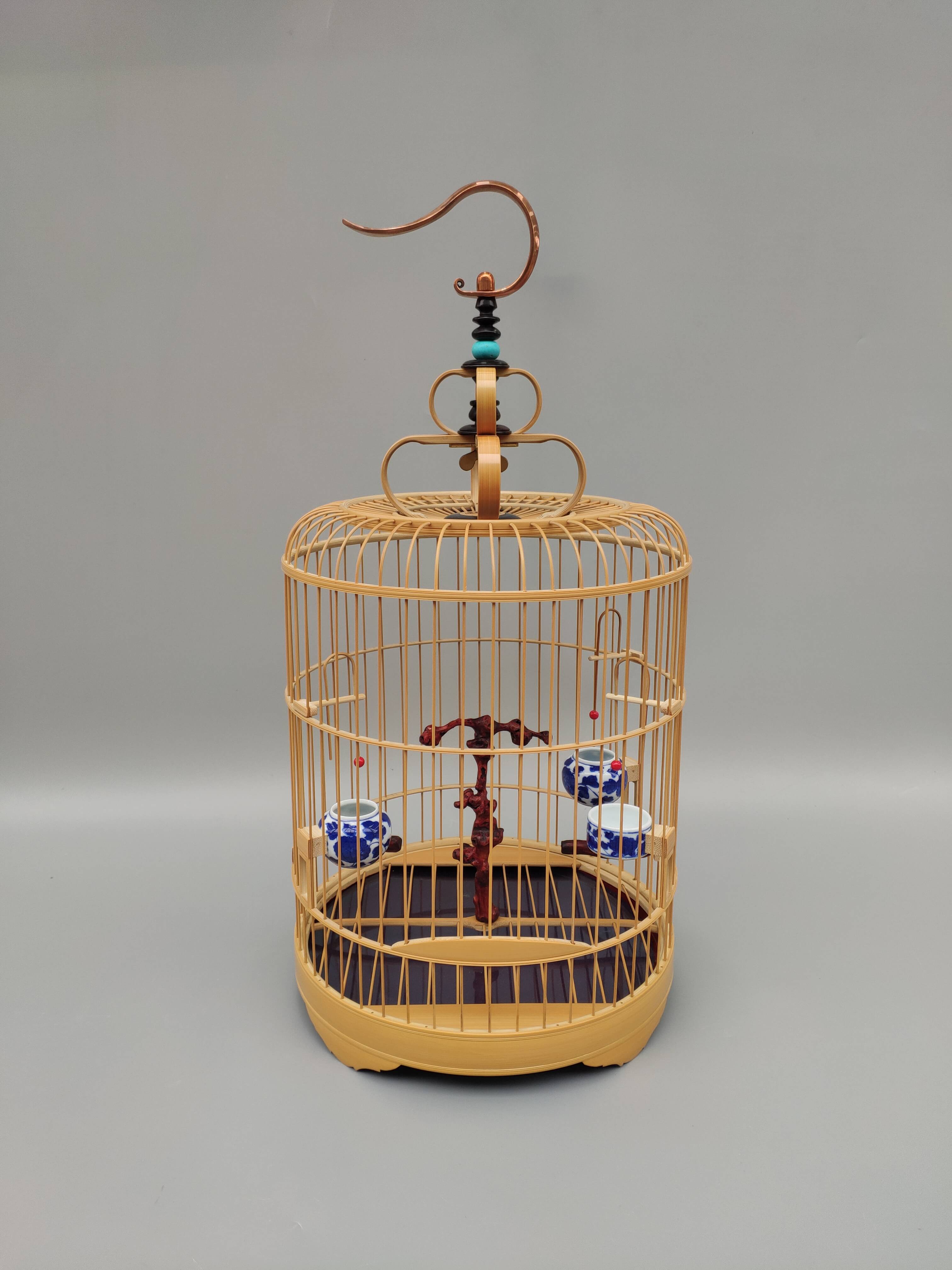 全新石燕笼河燕笼石燕笼小黑白鸟笼川笼全手工制作全套包邮