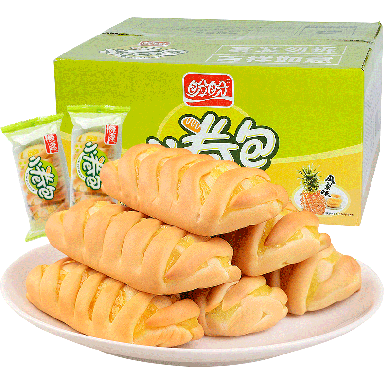 盼盼小卷包1050g凤梨水果夹心涂层早餐面包小包传统西式糕点