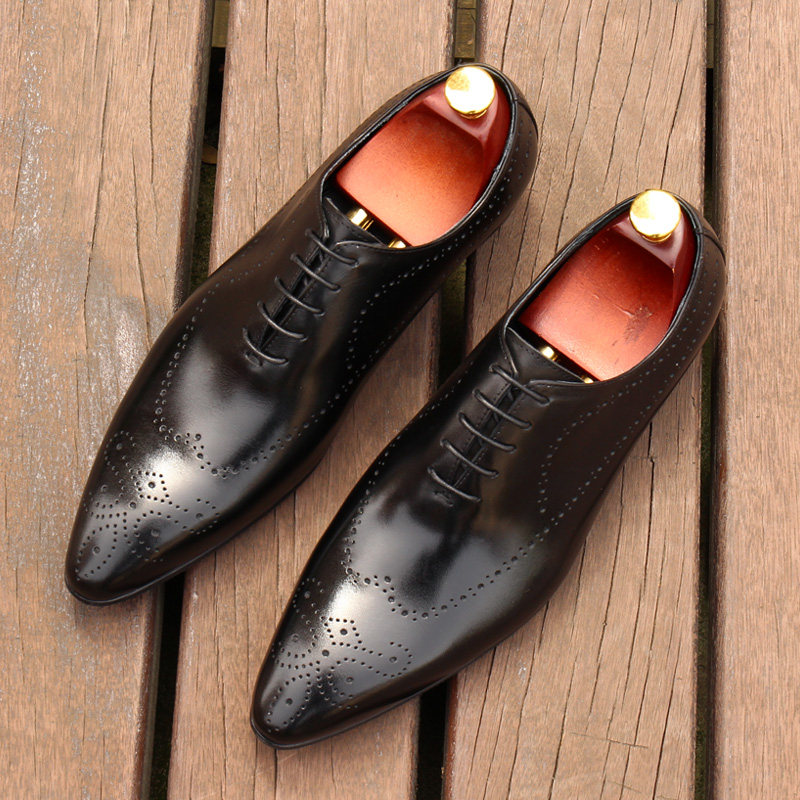 男布洛克雕花欧版英伦男鞋男士真皮系带尖头皮鞋男商务休闲潮男鞋