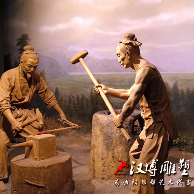 打铁雕塑铁匠玻璃钢工匠精神小品人物铜雕定制城市摆件