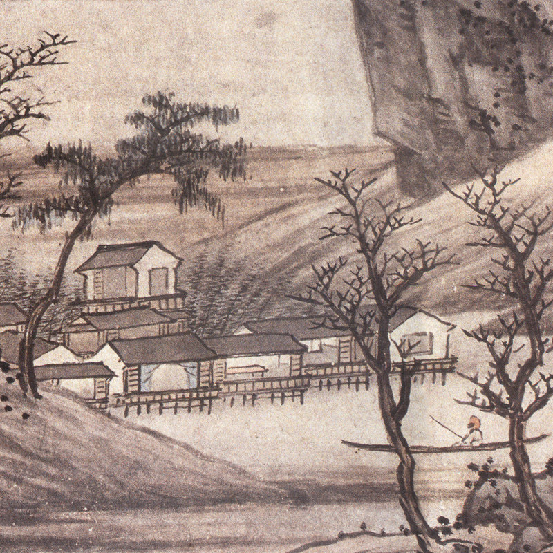 高岑江山无尽图卷国画写意花鸟画山水画微喷装饰画国画