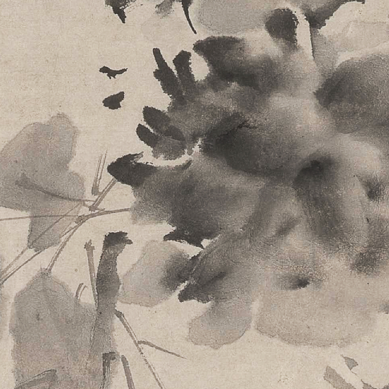 徐渭水墨牡丹图轴高清艺术微喷国画复制品100x32国画