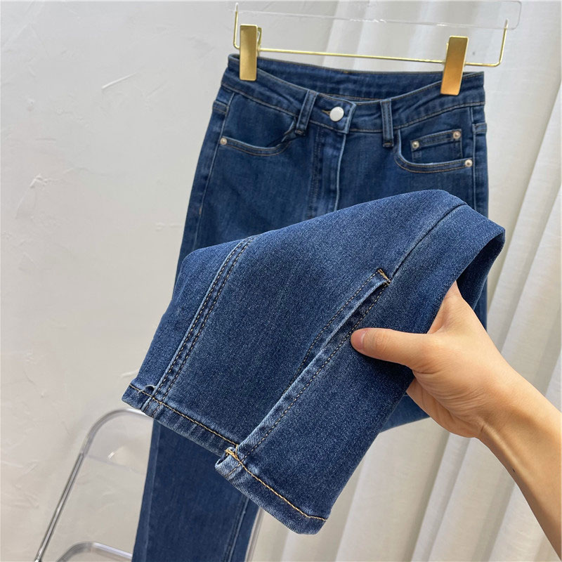 2022年新款高腰直筒开叉牛仔裤设计感小众甜酷裤子高街ins潮女冬