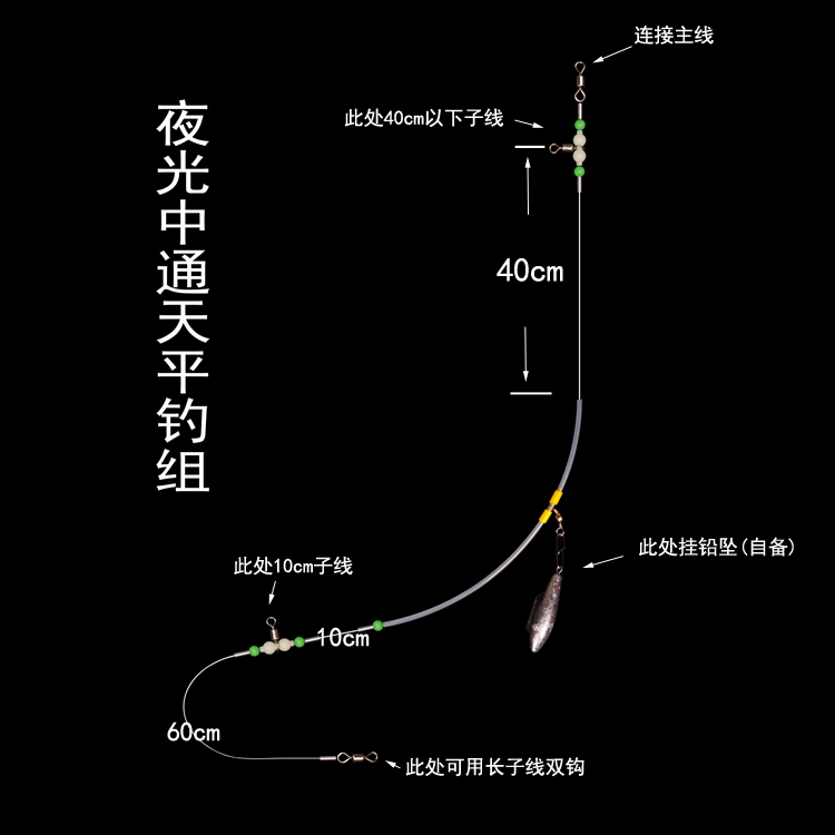 海钓天平钓组中通钓组沉船钓拉流线组单刀塑料管天平钓组渔具配件