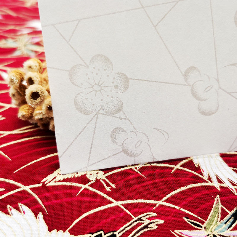 古风银纹梅花宣纸橡皮印片卡纸设计手绘手工卡纸