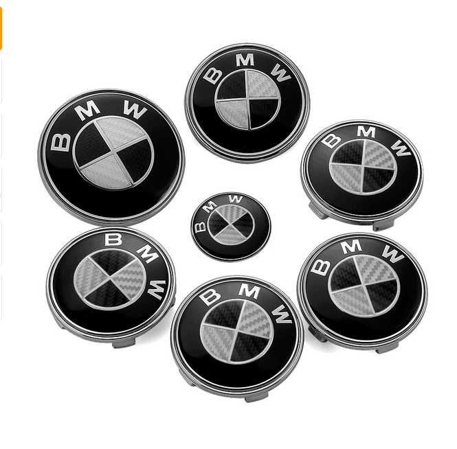 宝马车标黑白碳纤纹改装标3系4系5系车标