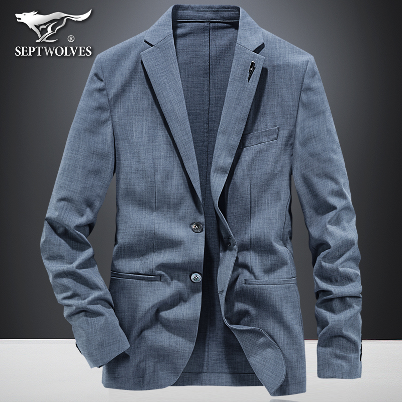 七匹狼男士西装春季薄款商务休闲职业装抗皱免烫单西外套潮流西服