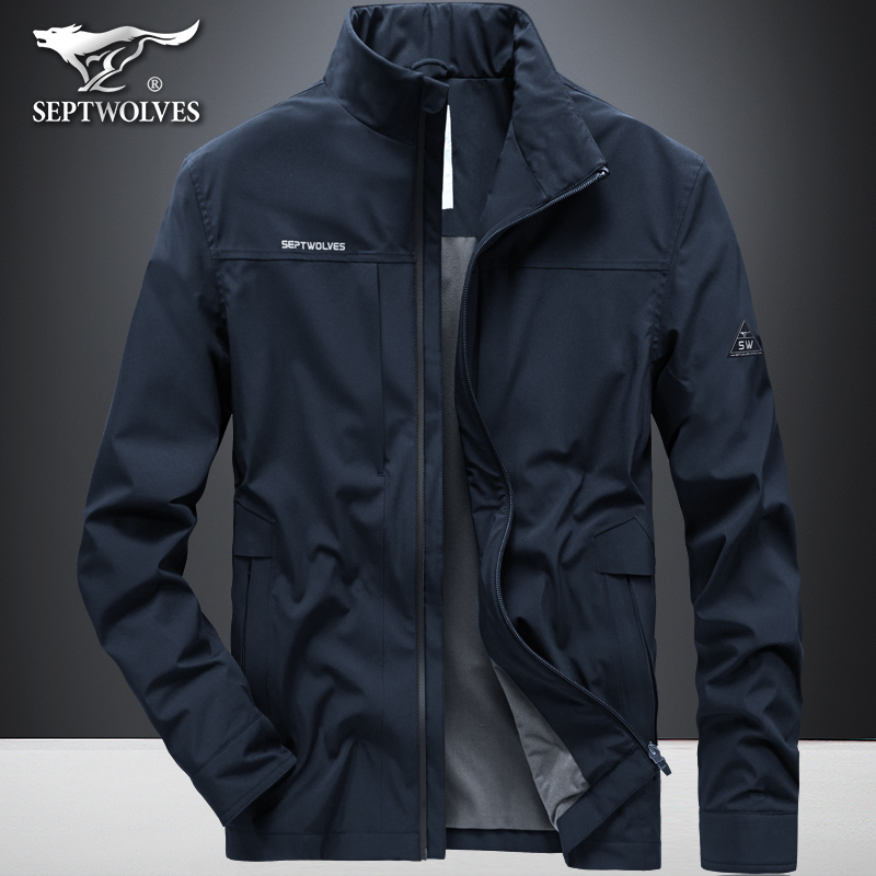 七匹狼春季外套男休闲夹克立领运动风衣中青年春秋装时尚上衣服潮