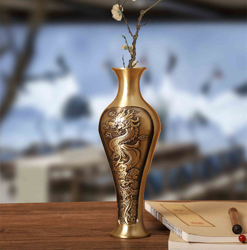 花瓶摆件纯铜桌面全铜装饰仿古工艺品客厅家居摆件