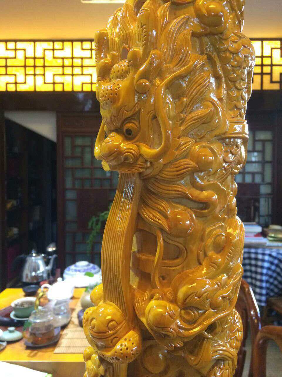 红豆杉/榧木 烟筒 水烟筒 云南 实木 雕刻龙纹白族工艺收藏品礼品