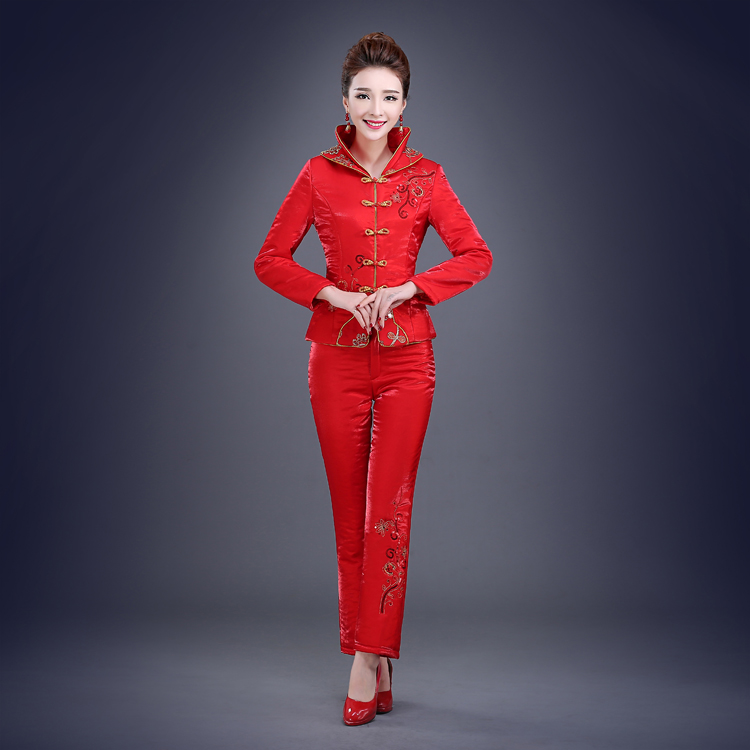 红色棉袄女结婚新娘棉衣棉裤套装婚庆敬酒服冬装过门上轿服压箱底