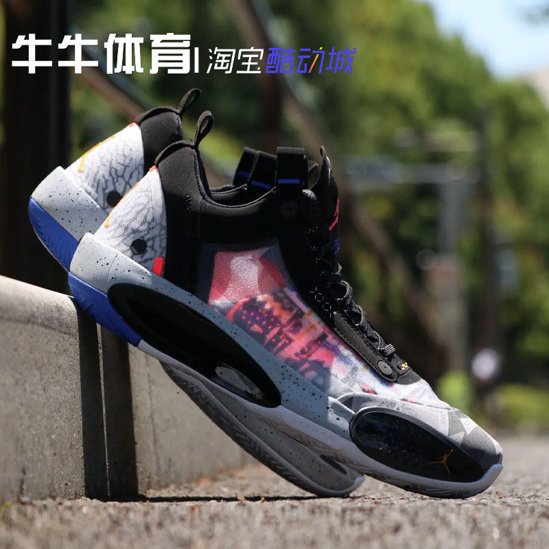 airjordanlowpfaj34爆裂裂纹涂鸦黑白蝉翼篮球鞋