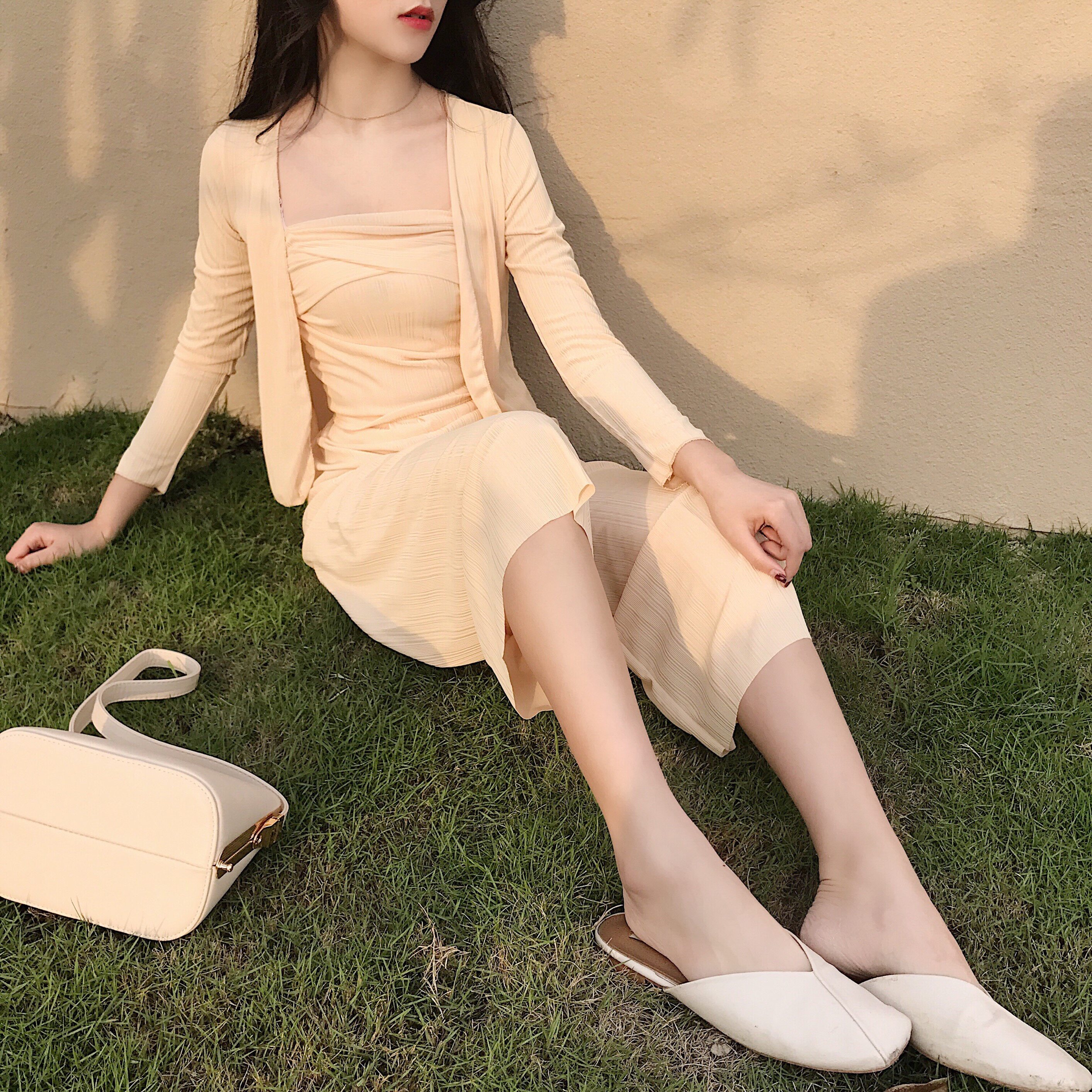 娇小矮小小个子女装韩版150cm外套性感抹胸阔腿时尚套装