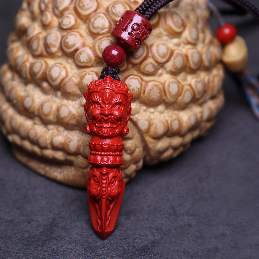 保真朱砂红砂大黑天降魔杵吊坠侧挂本命年车包其他diy饰品配件