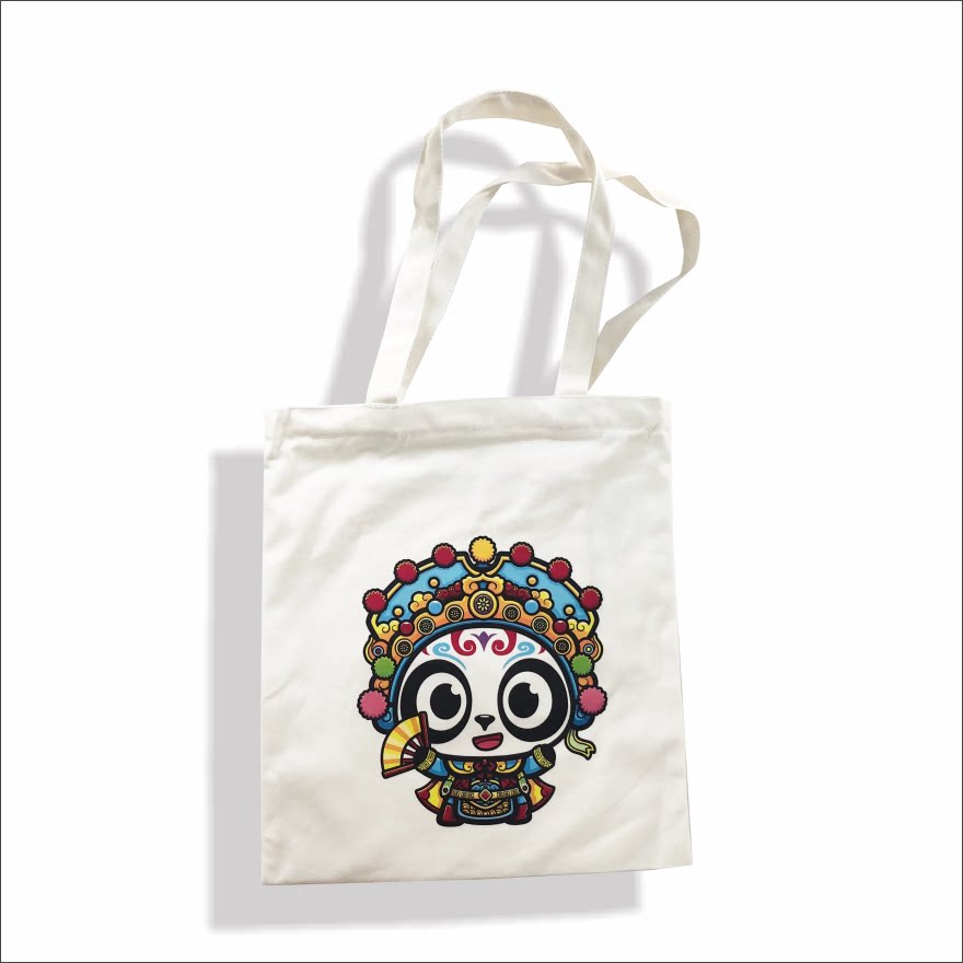 熊猫文创文艺简约大容量帆布包购物袋手绘中国国风购物袋