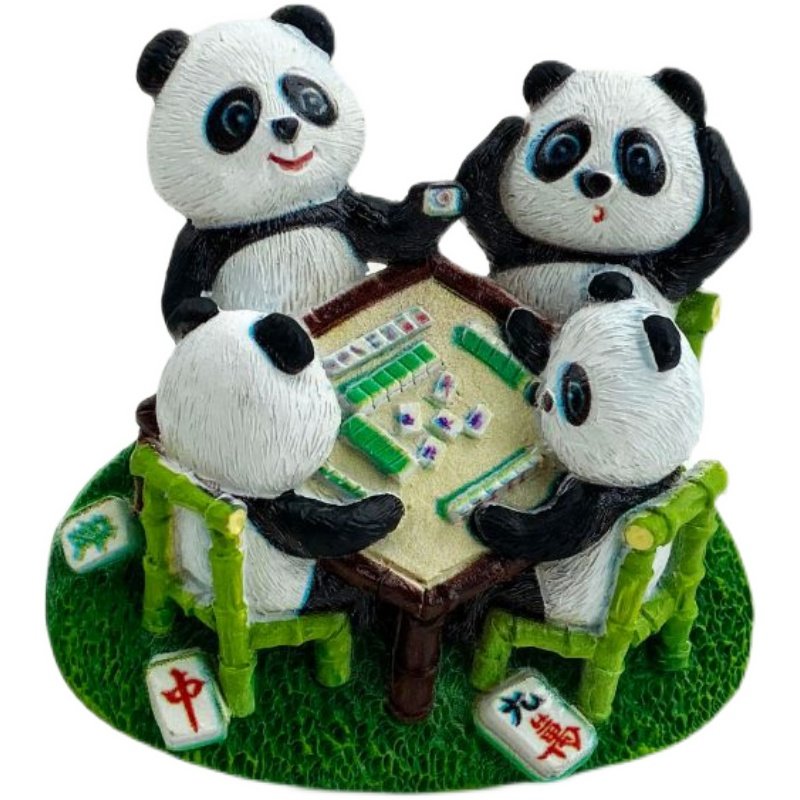 成都麻将火锅卡通可爱可爱熊熊猫民俗文创冰箱文化创意冰箱贴