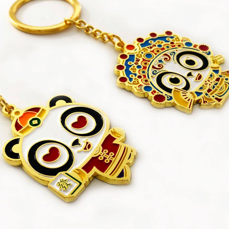 熊猫金属钥匙扣可爱情侣挂件不锈钢中国国风成都钥匙扣