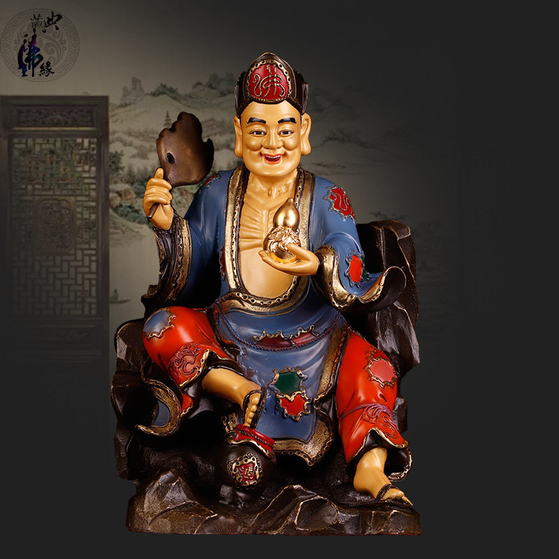 典藏纯铜活佛济公神像降龙罗汉尊者佛像济癫摆件