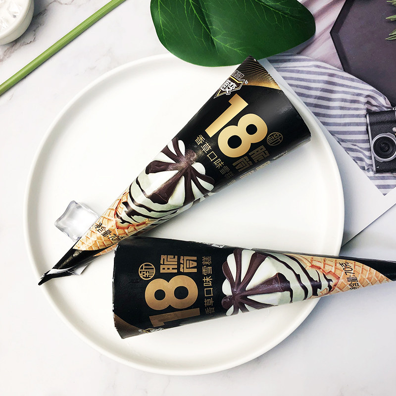 新品5支蒙牛随变18度脆筒香草味甜筒雪糕冰淇淋冰淇淋