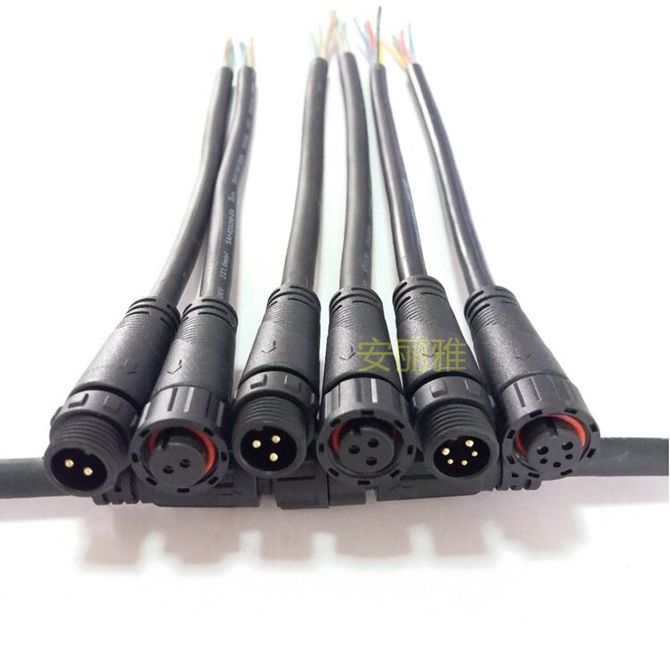 m12led实心镀金接头快捷灯饰线束连接器电源线连接器