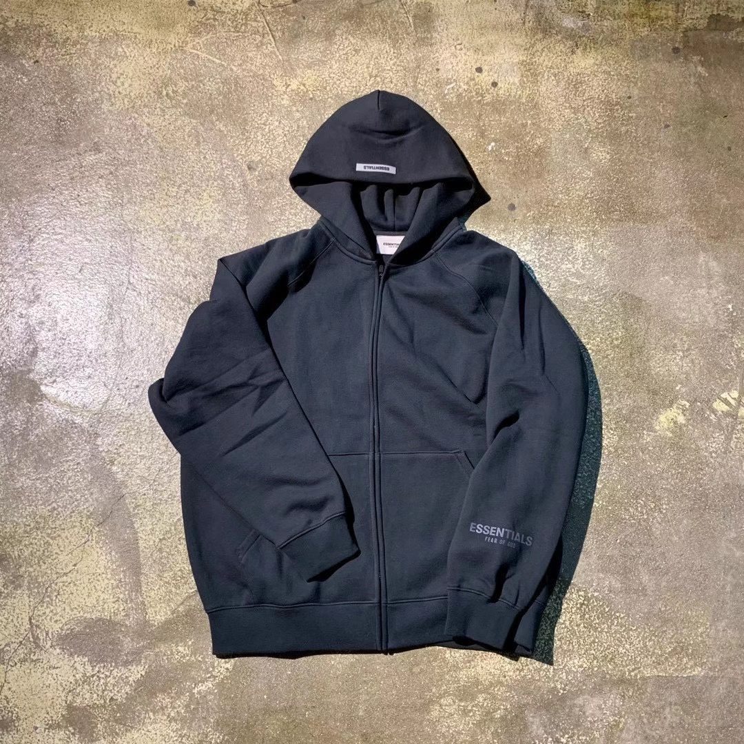 中意fogessentials20ss复线高街立体logo拉链连帽运动茄克