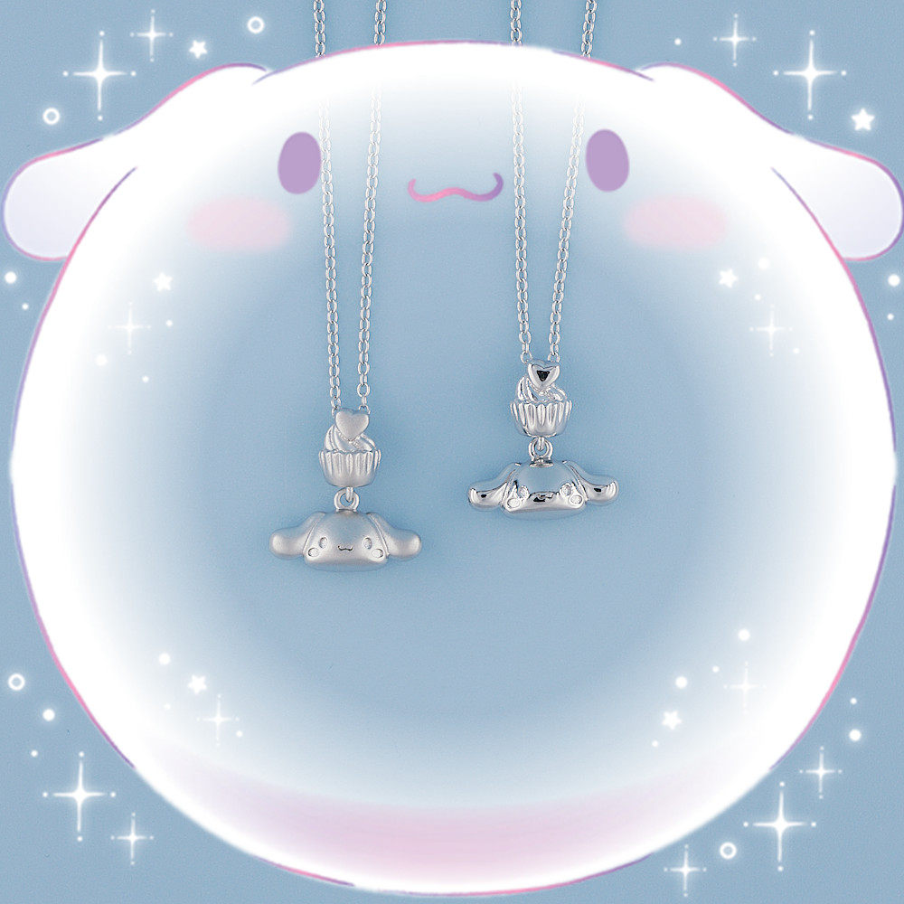 纯银镀金吊坠闺蜜项链磨砂可爱甜蜜大耳蛋糕项链