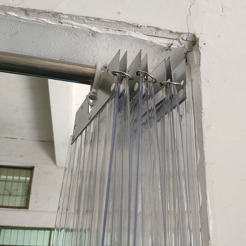 可折叠免打孔伸缩杆室内简易隔断帘软玻璃隔离门帘透明空调帘