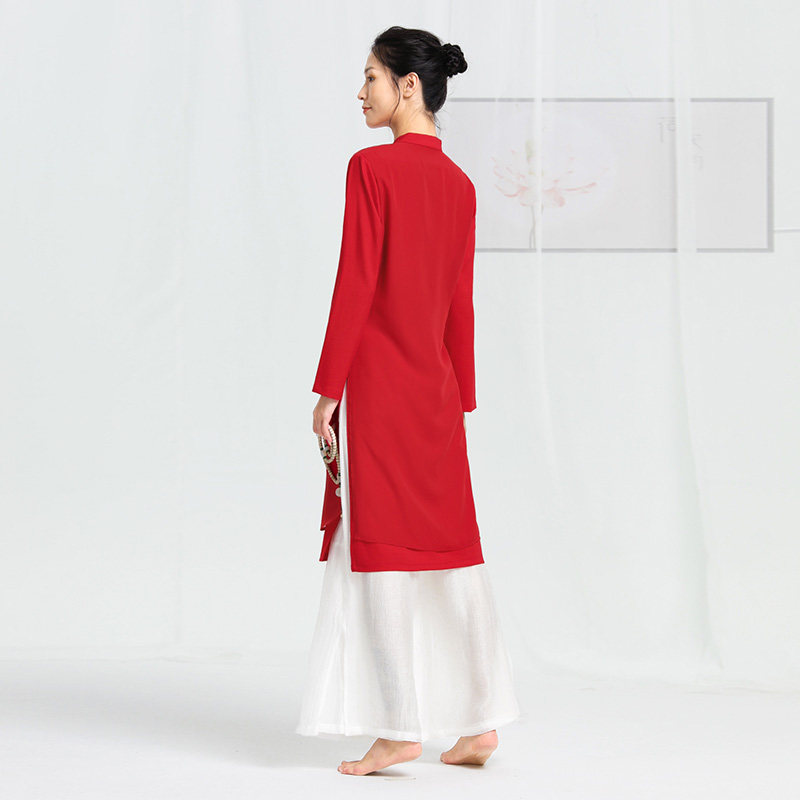 活力哈达禅服2021新款高档银丝亚麻芫兮大红红色瑜伽套装