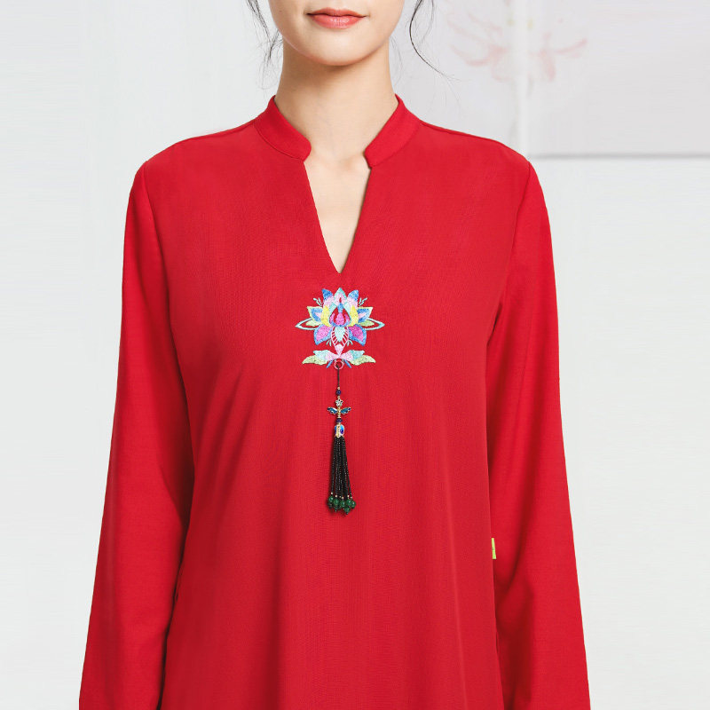 活力哈达禅服2021新款高档银丝亚麻芫兮大红红色瑜伽套装