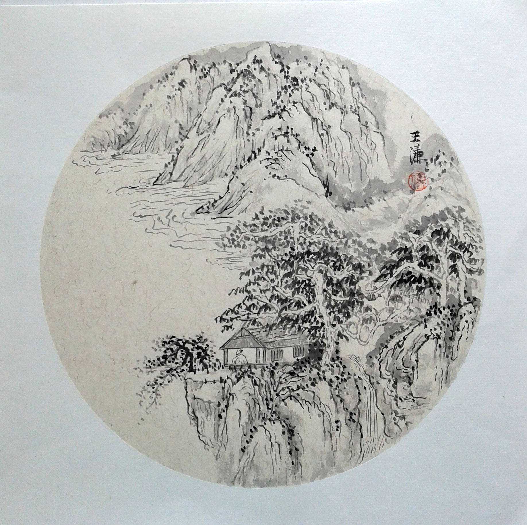 加厚圆形生宣扇面麻纸镜片熟宣软卡书法空白宣纸