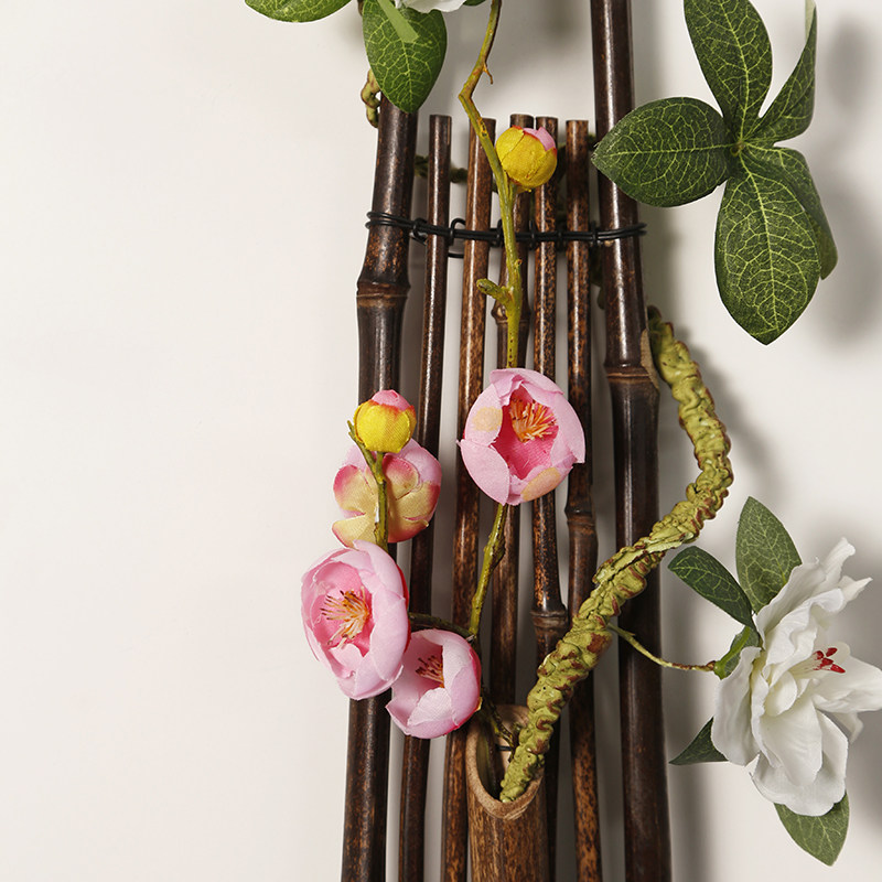 中式壁挂式挂件墙面墙壁装饰玄关仿真插花实木壁饰