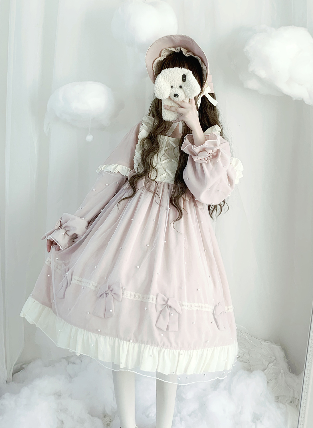 原创正版洛丽塔lolita日常秋装珍珠娃娃op长袖连衣裙