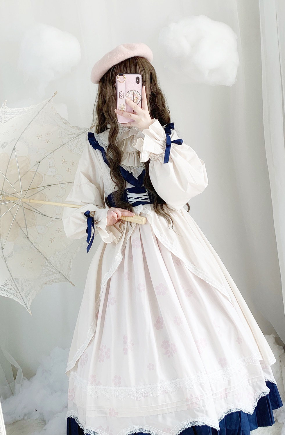 原创设计正版优雅气质lolita 长款洛丽塔茶会漫展op长袖连衣裙