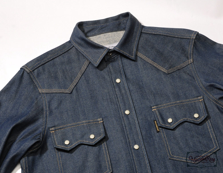 021a原创自制原色赤耳内磨毛西部牛仔衬衫长袖丹宁衬衫