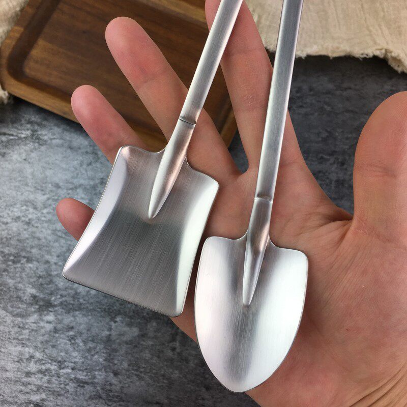 铁锹勺子304不锈钢创意吃西瓜神器复古工兵铲咖啡甜品雪糕网红勺