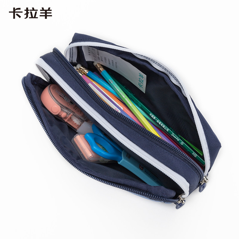 卡拉羊笔袋小学小学生生女可爱大容量多功能隔层卡通书包