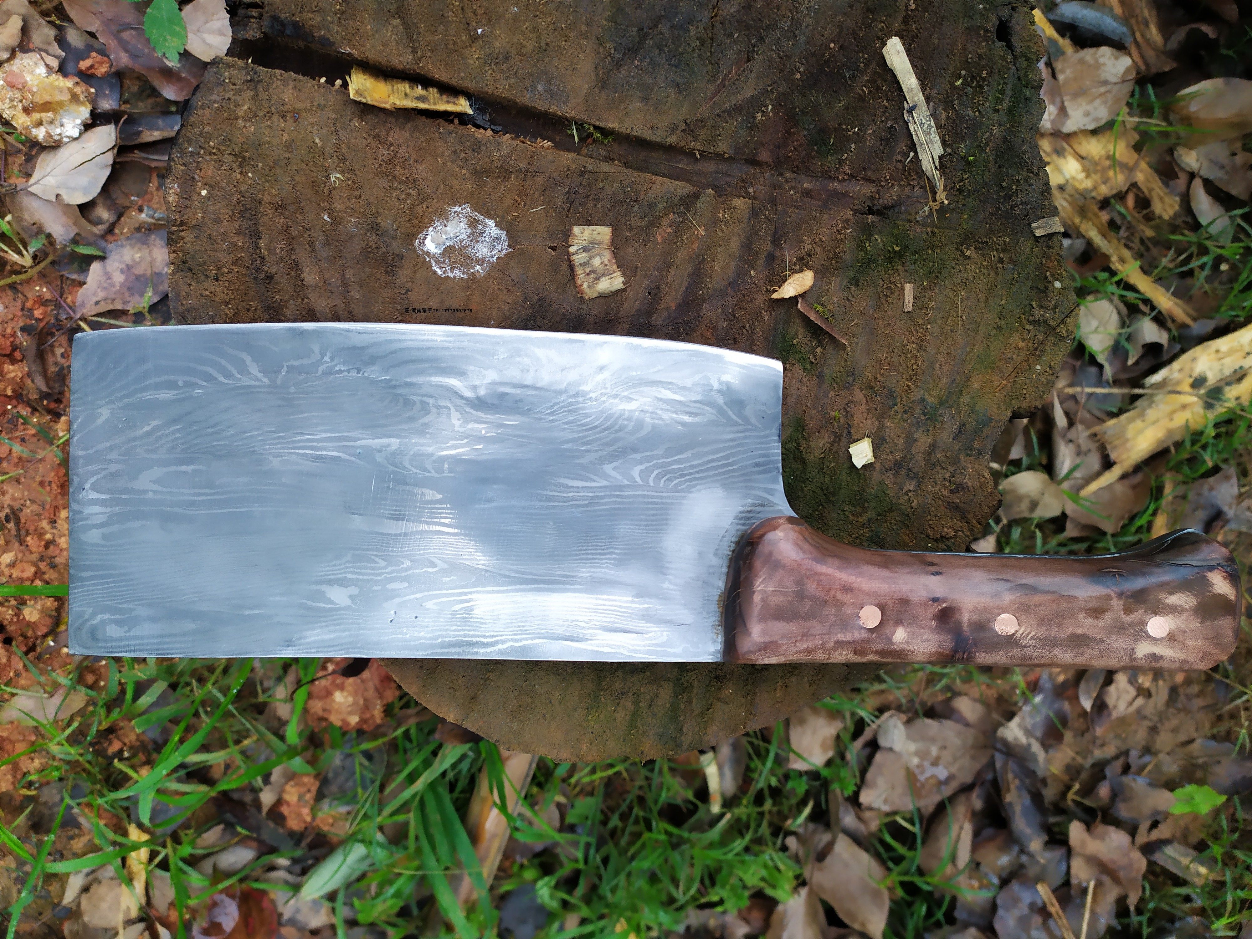 菜刀大马士革钢刀百炼炼钢花纹高端厨刀定制锋利菜刀