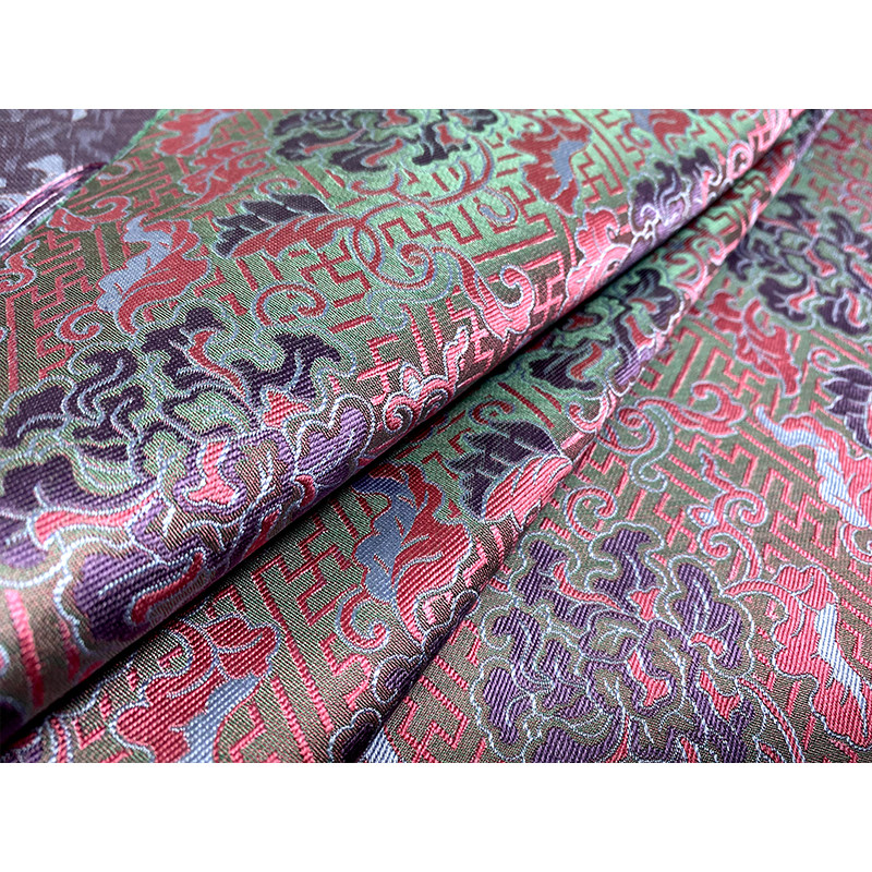宋锦真丝卍字海棠花100桑蚕蚕丝面料中式传统海绵垫
