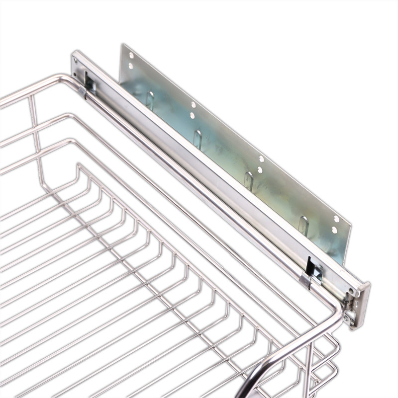 加厚拉篮滑轨滑道 橱柜拉篮导轨 抽屉三节滚珠侧装阻尼轨道40cm