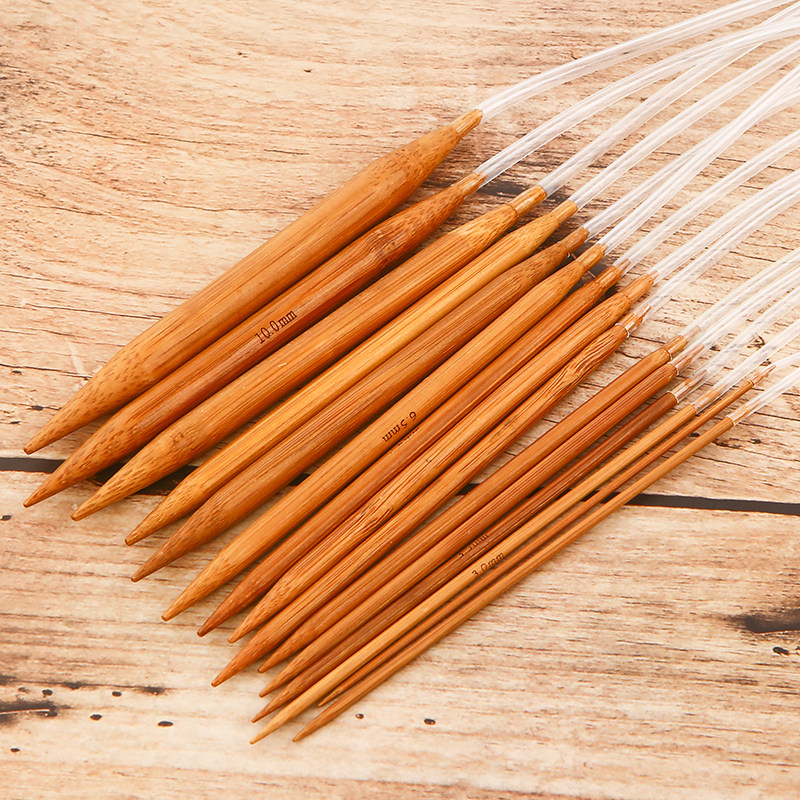 60cm炭化竹针毛衣环形针织围巾手工针编编织针