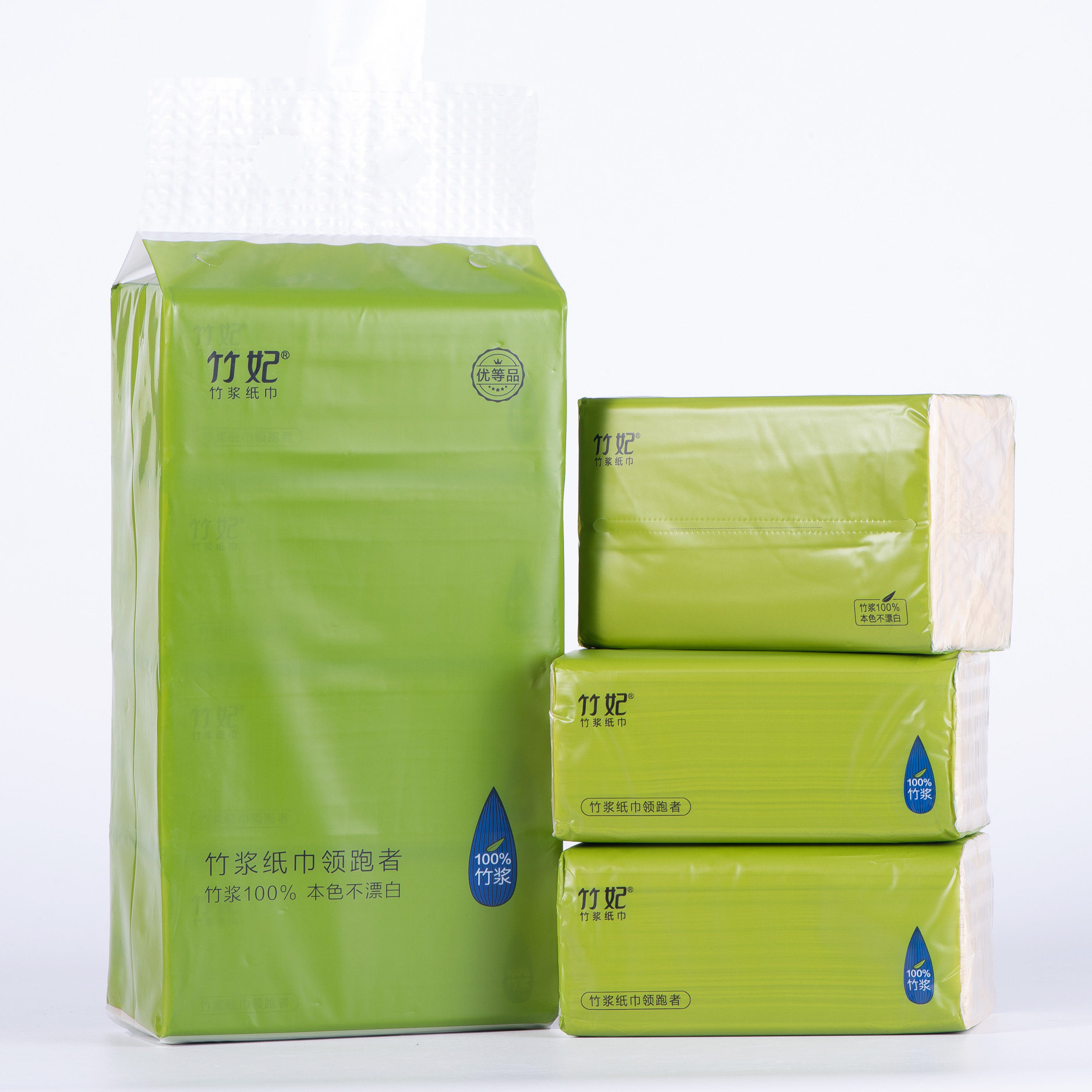 竹妃抽纸大包纤维本色390张不漂白婴儿面巾纸家用抽纸