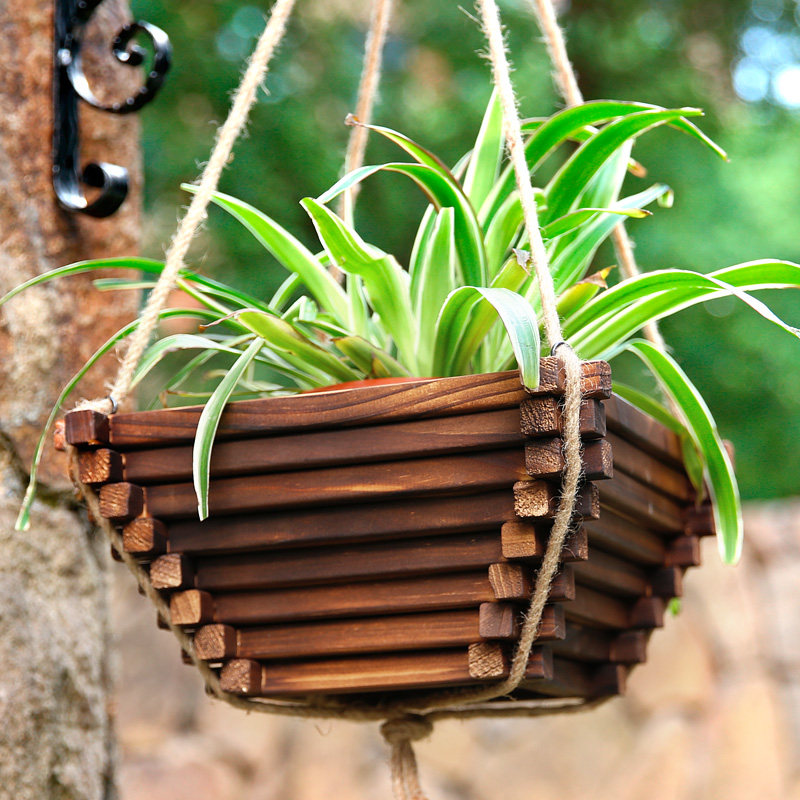 悬挂式花盆防腐吊兰盆垂吊盆壁挂挂盆麻绳吊篮花盆