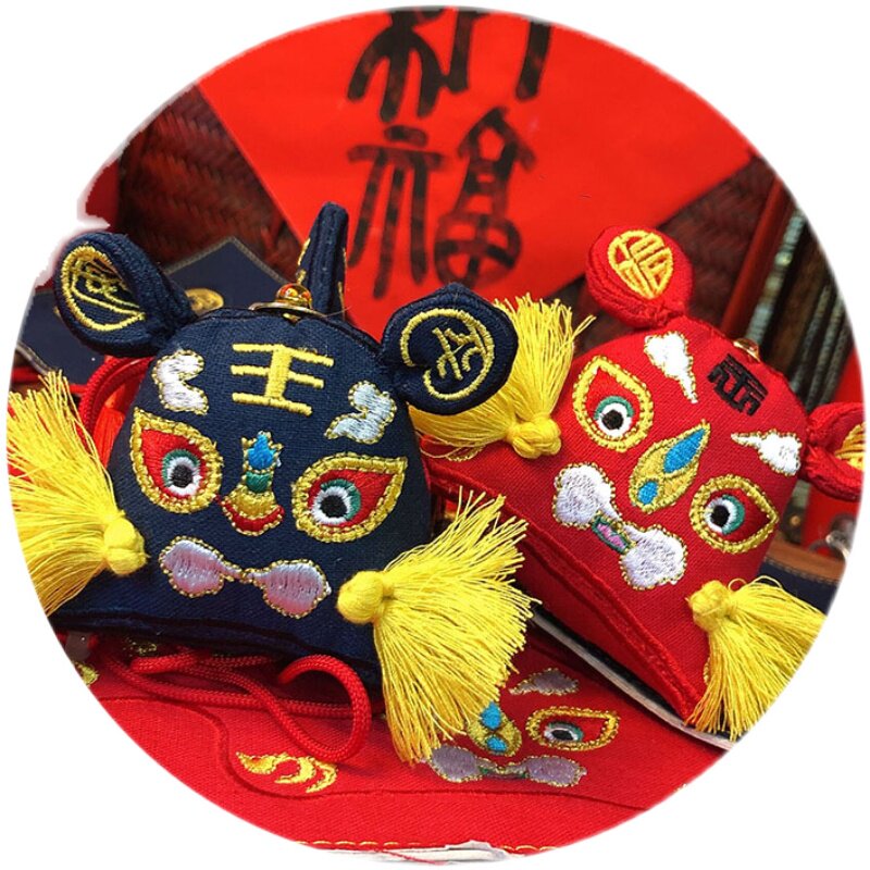 梵椿虎头香包刺绣布老虎布料绣花布片香囊绣片香包